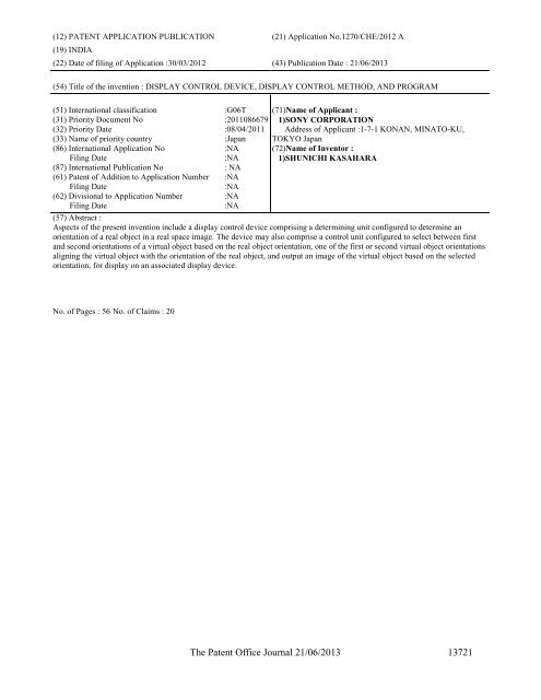 Part-I - Controller General of Patents Designs and Trademarks