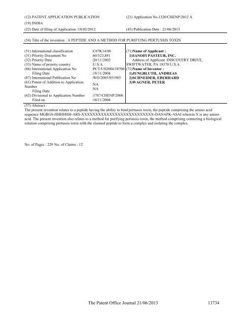 Part-I - Controller General of Patents Designs and Trademarks