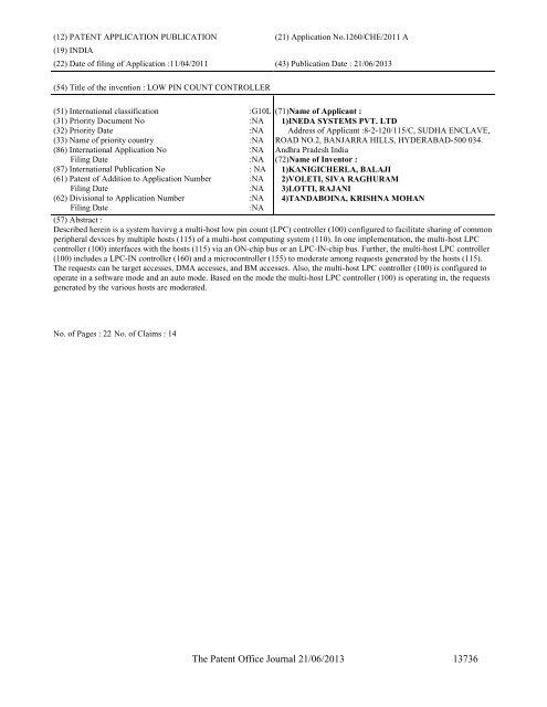 Part-I - Controller General of Patents Designs and Trademarks