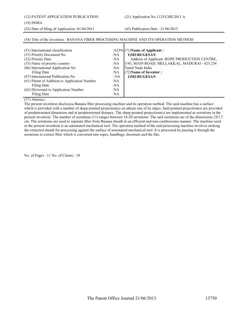 Part-I - Controller General of Patents Designs and Trademarks