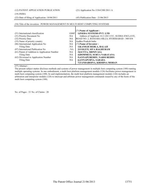 Part-I - Controller General of Patents Designs and Trademarks