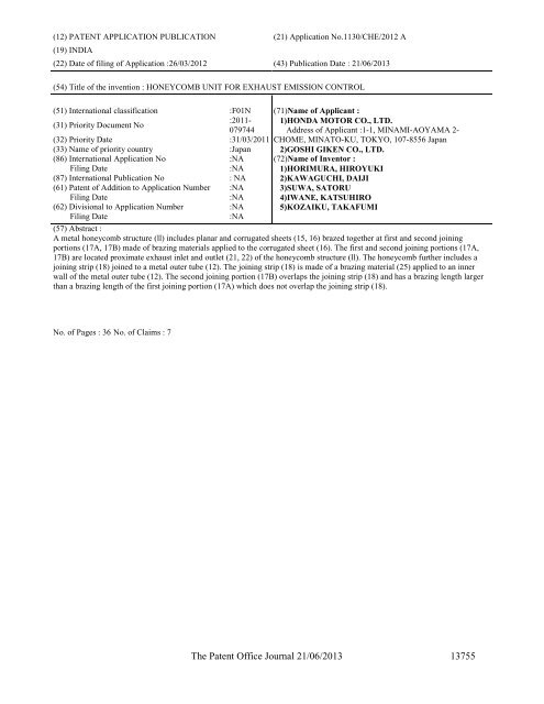 Part-I - Controller General of Patents Designs and Trademarks