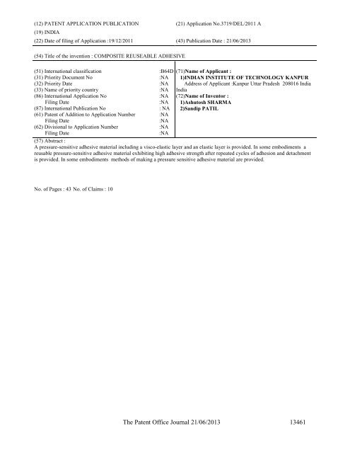 Part-I - Controller General of Patents Designs and Trademarks