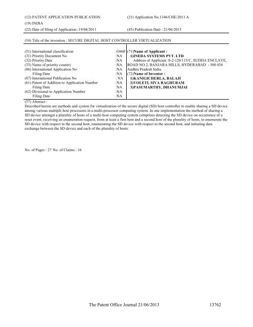 Part-I - Controller General of Patents Designs and Trademarks