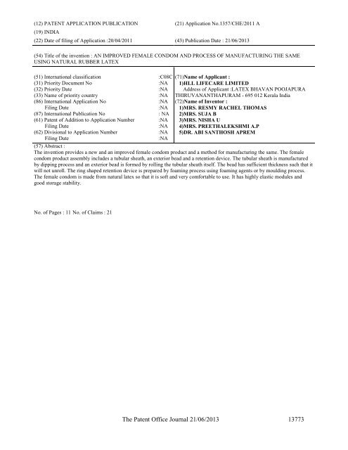 Part-I - Controller General of Patents Designs and Trademarks