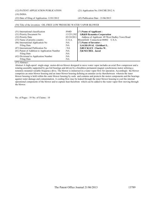 Part-I - Controller General of Patents Designs and Trademarks