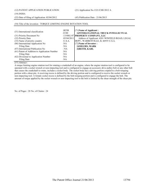 Part-I - Controller General of Patents Designs and Trademarks