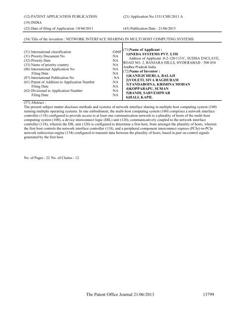 Part-I - Controller General of Patents Designs and Trademarks