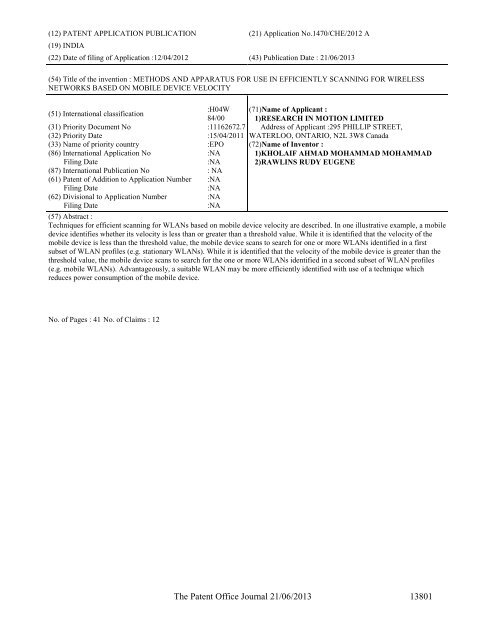 Part-I - Controller General of Patents Designs and Trademarks