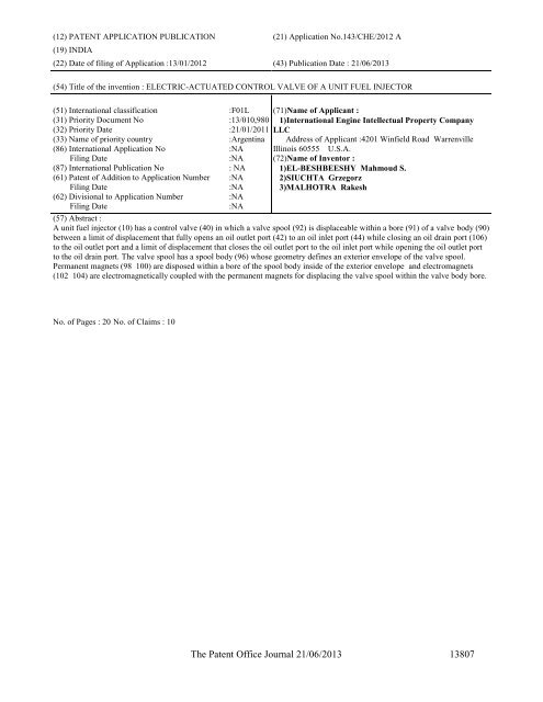 Part-I - Controller General of Patents Designs and Trademarks