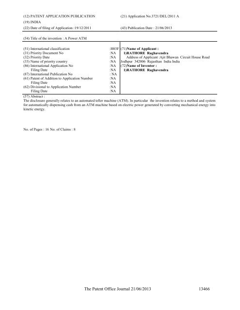 Part-I - Controller General of Patents Designs and Trademarks