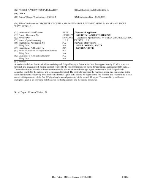 Part-I - Controller General of Patents Designs and Trademarks