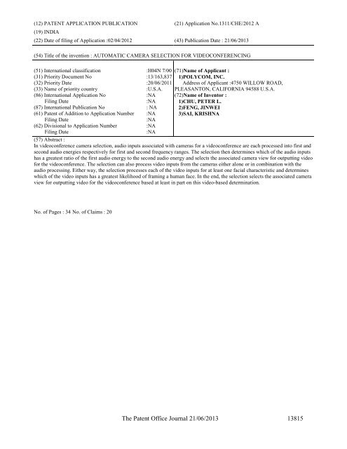 Part-I - Controller General of Patents Designs and Trademarks