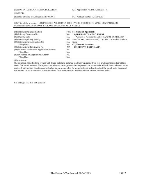 Part-I - Controller General of Patents Designs and Trademarks