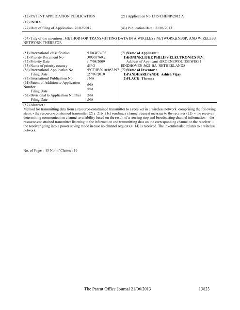 Part-I - Controller General of Patents Designs and Trademarks