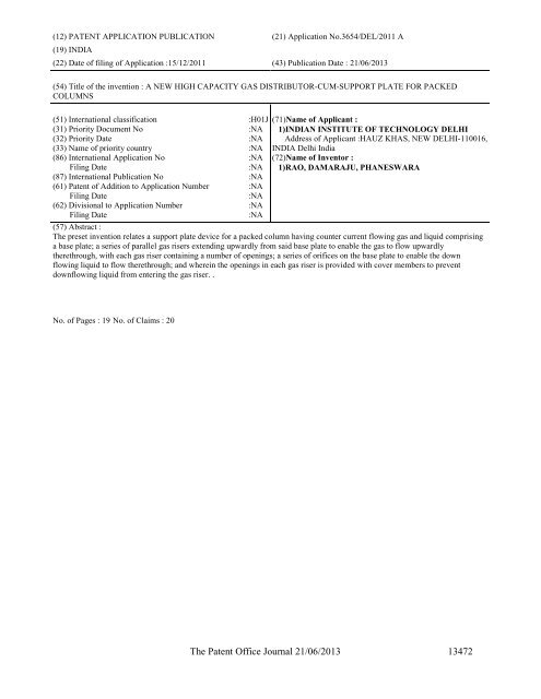 Part-I - Controller General of Patents Designs and Trademarks