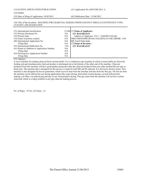 Part-I - Controller General of Patents Designs and Trademarks