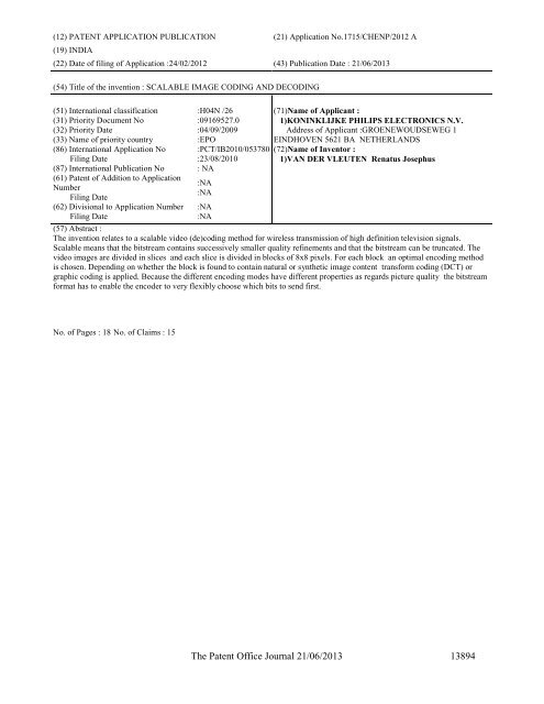 Part-I - Controller General of Patents Designs and Trademarks