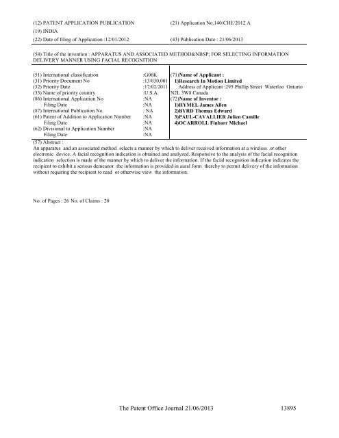 Part-I - Controller General of Patents Designs and Trademarks