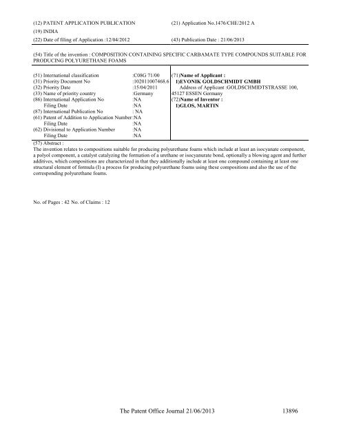 Part-I - Controller General of Patents Designs and Trademarks