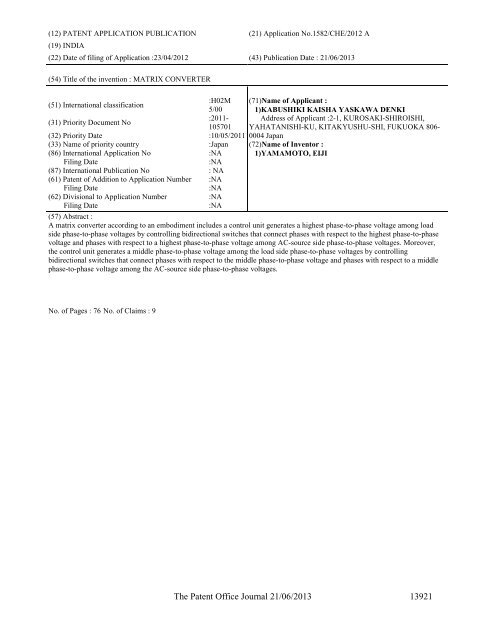 Part-I - Controller General of Patents Designs and Trademarks