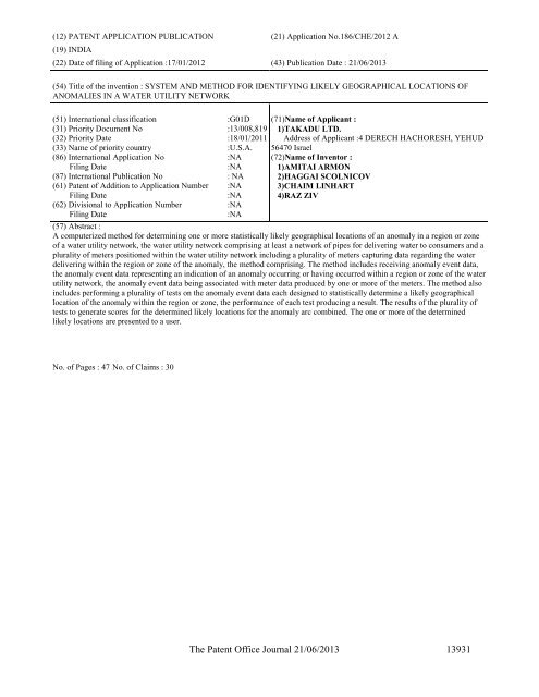 Part-I - Controller General of Patents Designs and Trademarks