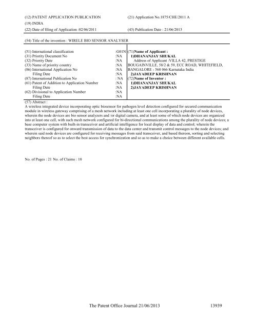 Part-I - Controller General of Patents Designs and Trademarks