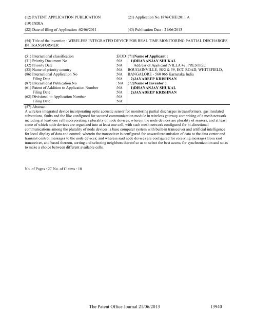 Part-I - Controller General of Patents Designs and Trademarks