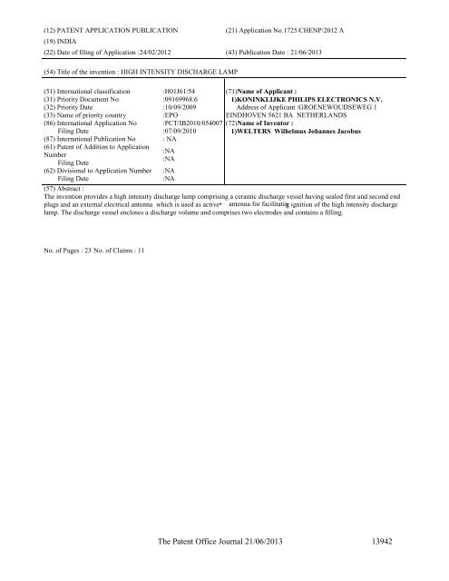 Part-I - Controller General of Patents Designs and Trademarks