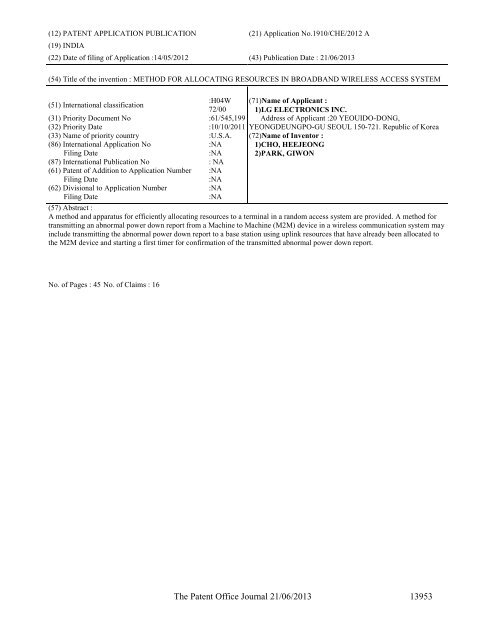 Part-I - Controller General of Patents Designs and Trademarks