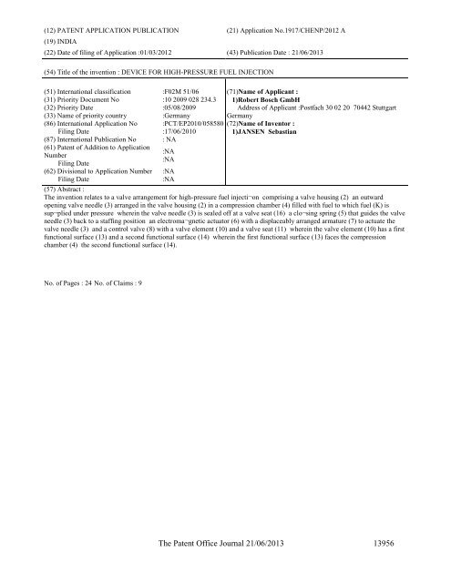 Part-I - Controller General of Patents Designs and Trademarks