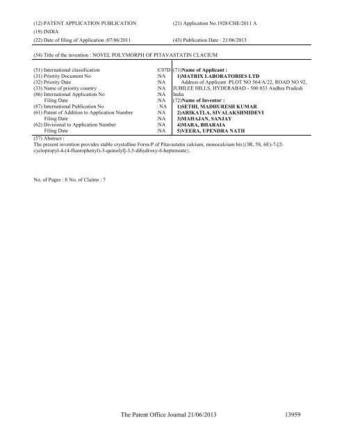 Part-I - Controller General of Patents Designs and Trademarks