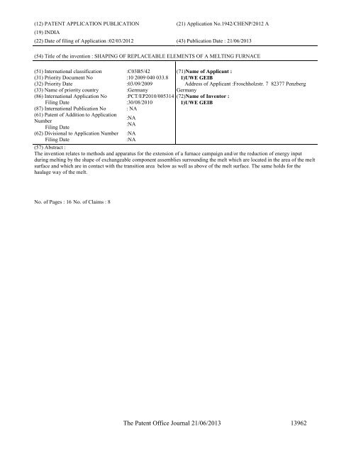 Part-I - Controller General of Patents Designs and Trademarks