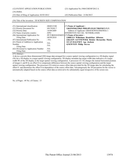 Part-I - Controller General of Patents Designs and Trademarks