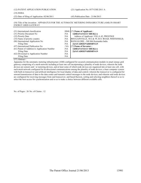 Part-I - Controller General of Patents Designs and Trademarks