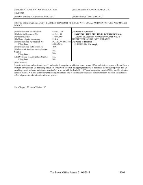 Part-I - Controller General of Patents Designs and Trademarks