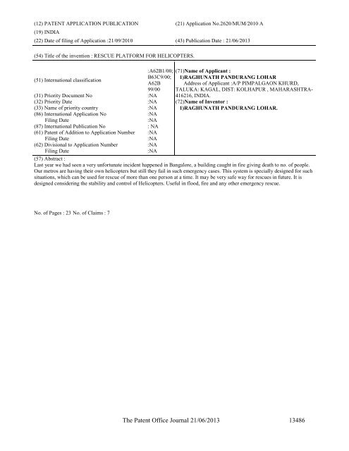 Part-I - Controller General of Patents Designs and Trademarks