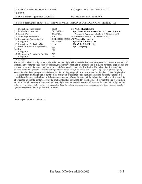 Part-I - Controller General of Patents Designs and Trademarks