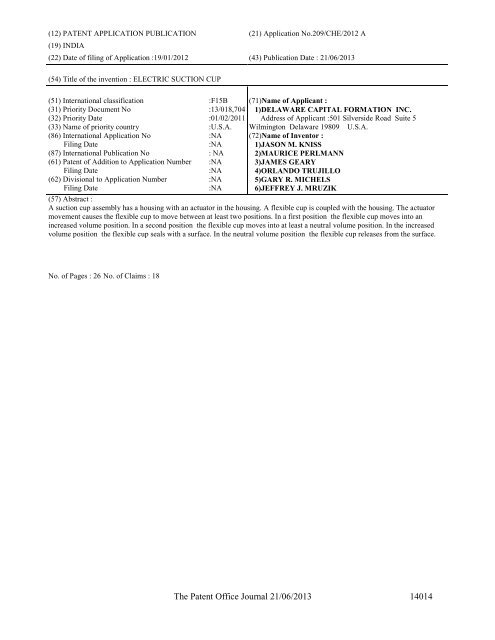 Part-I - Controller General of Patents Designs and Trademarks