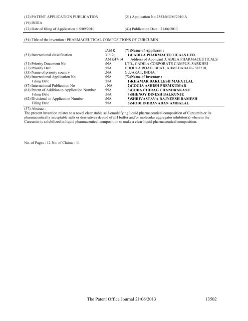 Part-I - Controller General of Patents Designs and Trademarks