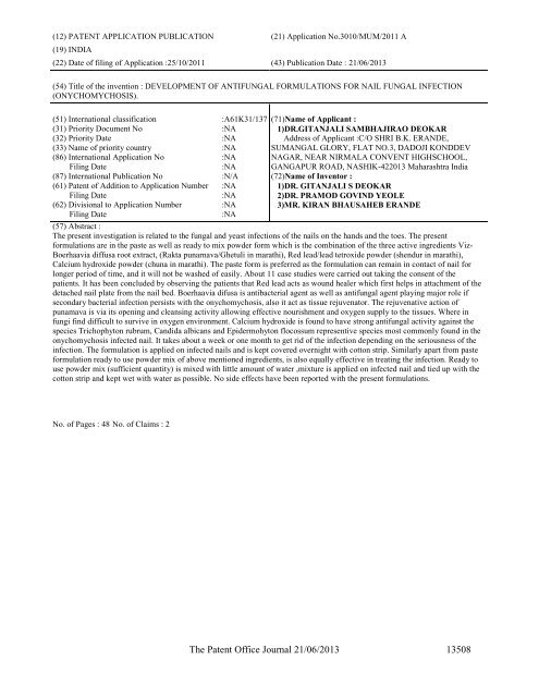 Part-I - Controller General of Patents Designs and Trademarks