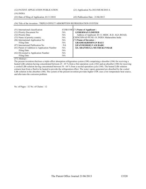 Part-I - Controller General of Patents Designs and Trademarks