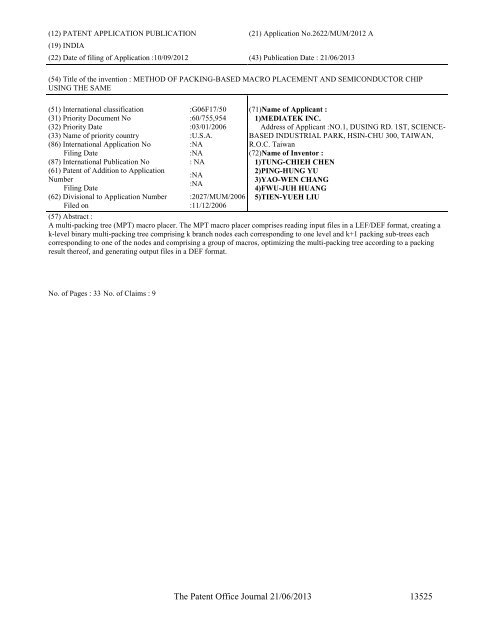 Part-I - Controller General of Patents Designs and Trademarks