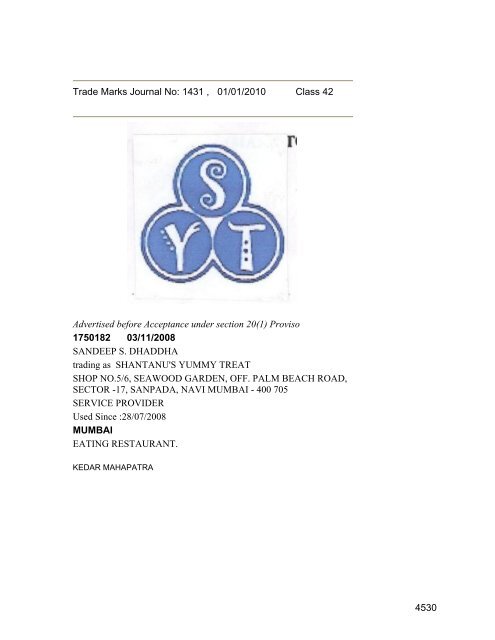 Class 35 to 99 and Notice - Controller General of Patents Designs ...