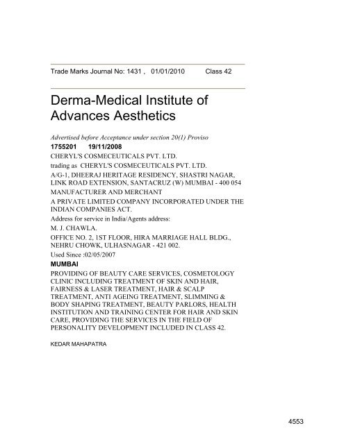 Class 35 to 99 and Notice - Controller General of Patents Designs ...