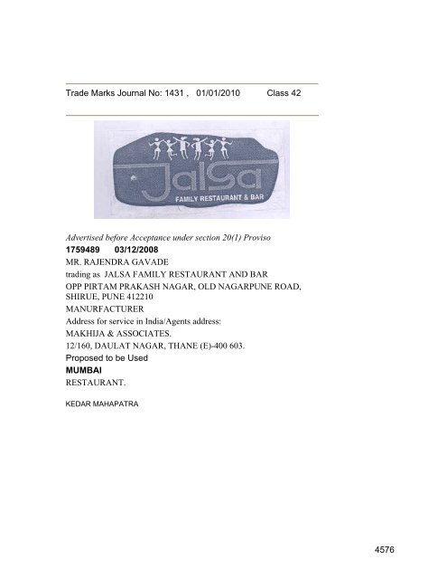 Class 35 to 99 and Notice - Controller General of Patents Designs ...