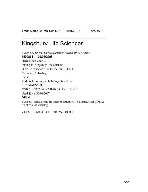 Class 35 to 99 and Notice - Controller General of Patents Designs ...