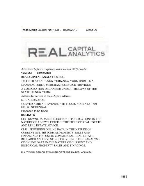 Class 35 to 99 and Notice - Controller General of Patents Designs ...