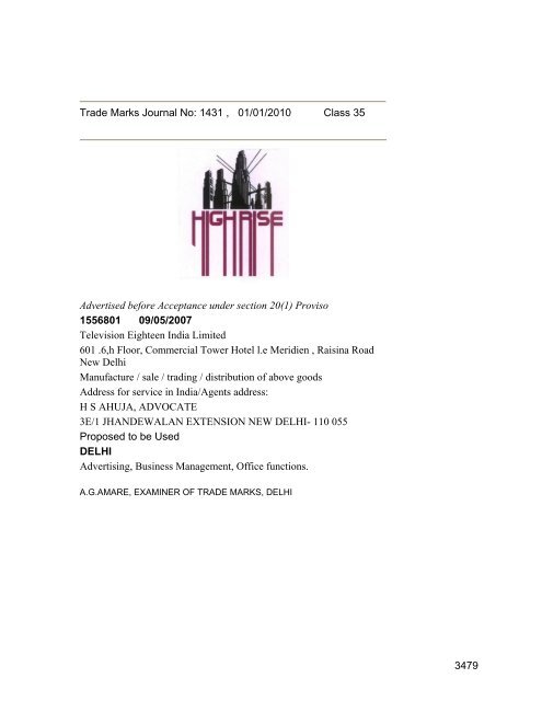 Class 35 to 99 and Notice - Controller General of Patents Designs ...