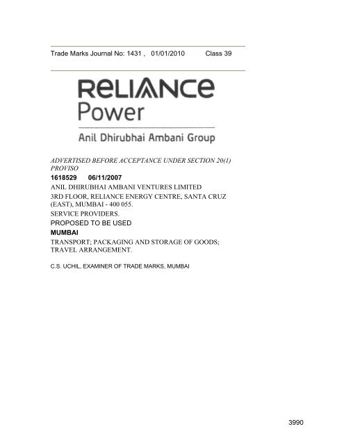 Class 35 to 99 and Notice - Controller General of Patents Designs ...